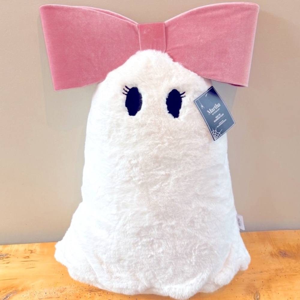 Ghost Plush with Huge Pink Bow by Martha Stewart, brand new with tags